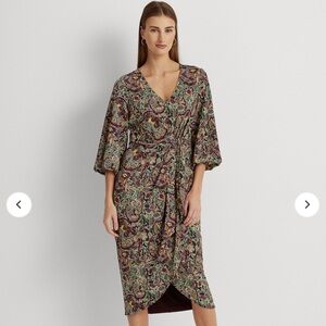 NWT Lauren Ralph Lauren jersey dress tie front midi dress 16w and 18w